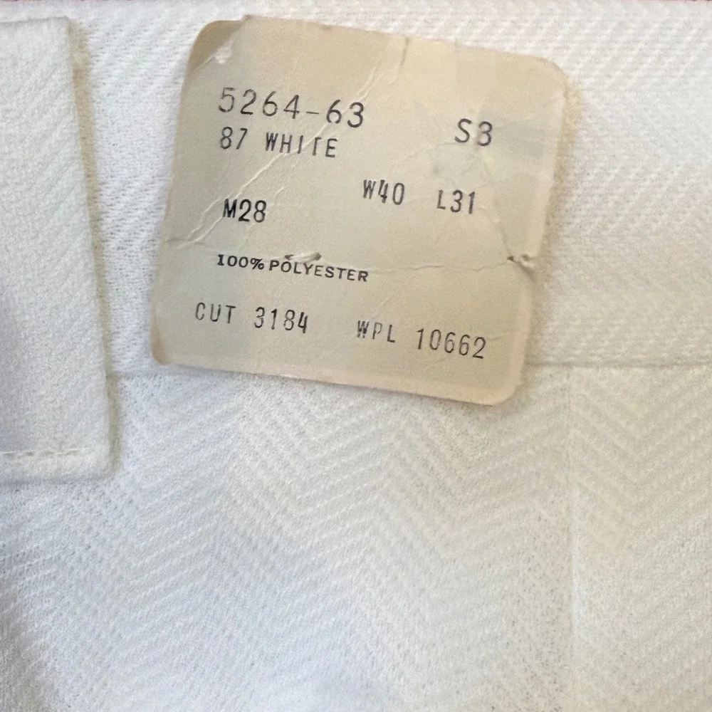 Vintage 70s Montgomery Ward Double Knit Pants Mens 40x31 White NOS Deadstock